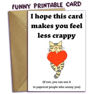 Carte de rétablissement amusante, imprimable pour se sentir mieux en téléchargement numérique, sympathie et rétablissement mignons, courage, soutien à l'anxiété, pensée pour vous