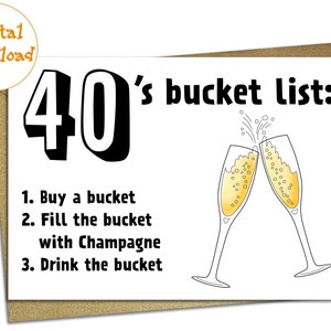 40th Birthday PRINTABLE Birthday Card, 1985 Year You Were Born, Digital Download, Last Minute Card, Funny Bucket List Print at Home Card