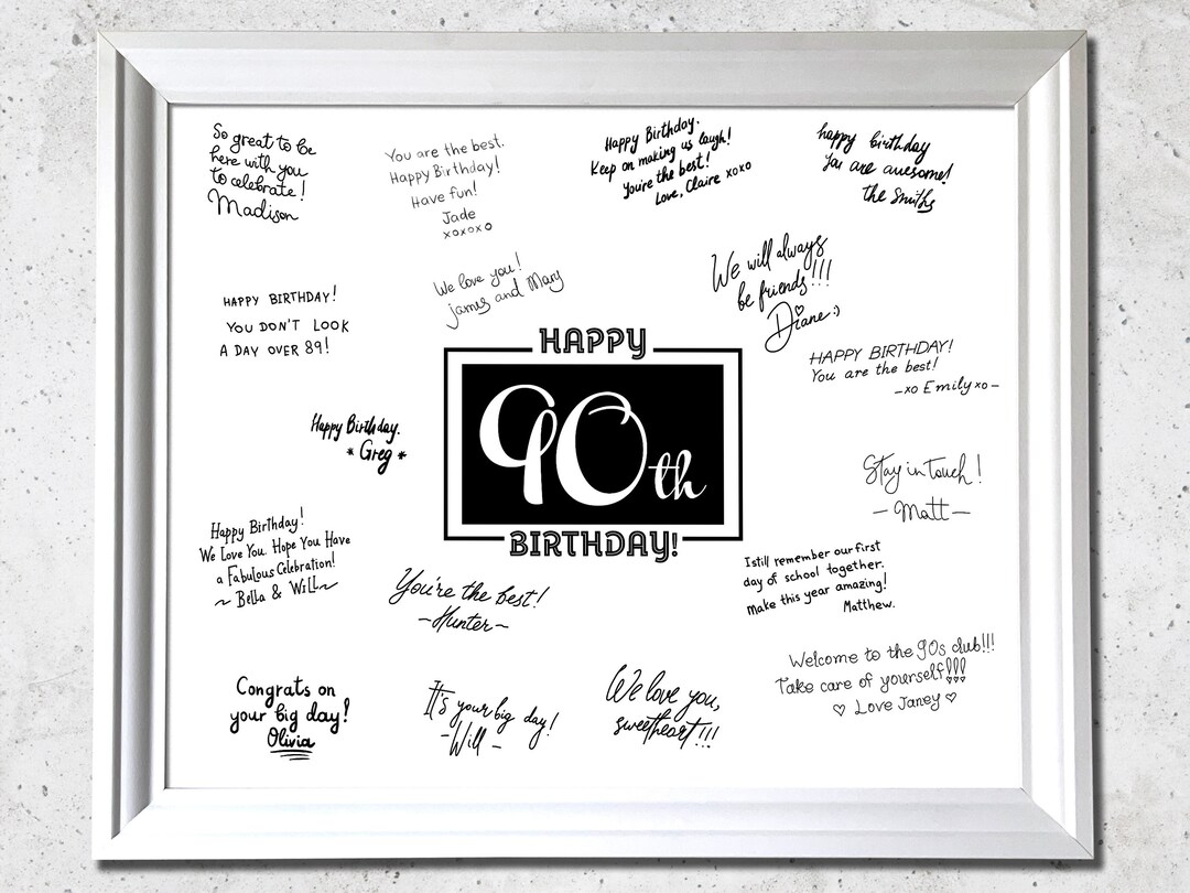 PRINTABLE 90th Birthday Signature Board Guest Book Keepsake Etsy