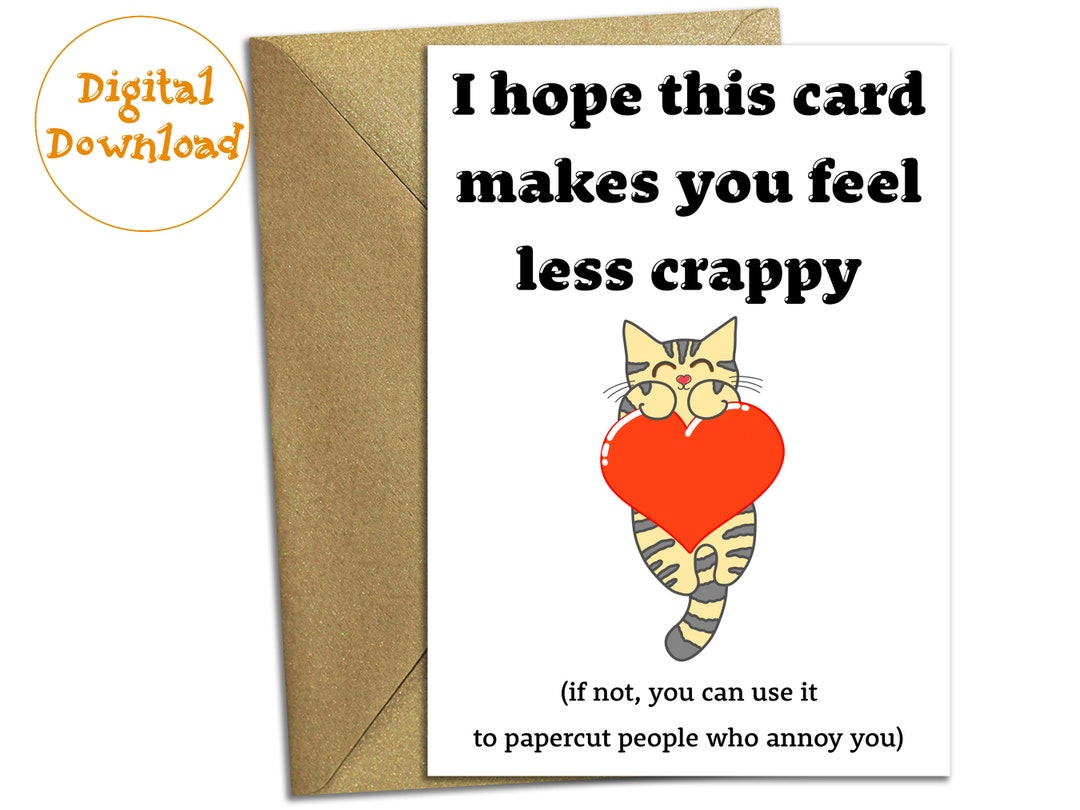 Funny Get Well Card, PRINTABLE Feel Better Digital Download, Cute ...