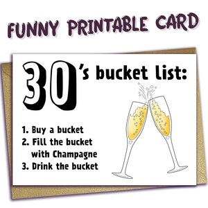 30th Birthday PRINTABLE Birthday Card, 1995 Year You Were Born, Digital Download, Last Minute Card, Funny Bucket List Print at Home Card