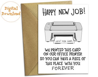 Funny New Job Card: Congrats Coworker, Work Promotion Congratulations Printable (Digital Card)
