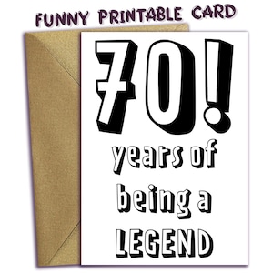 70 Years Being Legend, afdrukbare kaart 70e verjaardag, 1955 jaar dat je geboren bent, digitale download, last-minute kaart, kaart 70e verjaardag thuis afdrukken