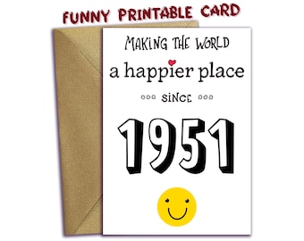 Funny 75th Birthday Card | Printable Birthday Card for Her or Him | Born in 1951 Funny Card | Milestone Birthday | Instant Download PDF
