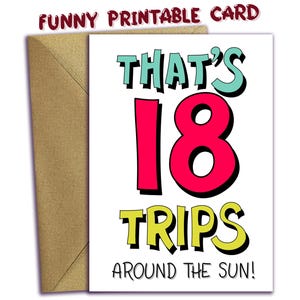 Carte d'anniversaire drôle pour le 18e anniversaire, téléchargement immédiat, carte imprimable pour le 18e anniversaire, carte d'anniversaire de dernière minute en téléchargement numérique bricolage