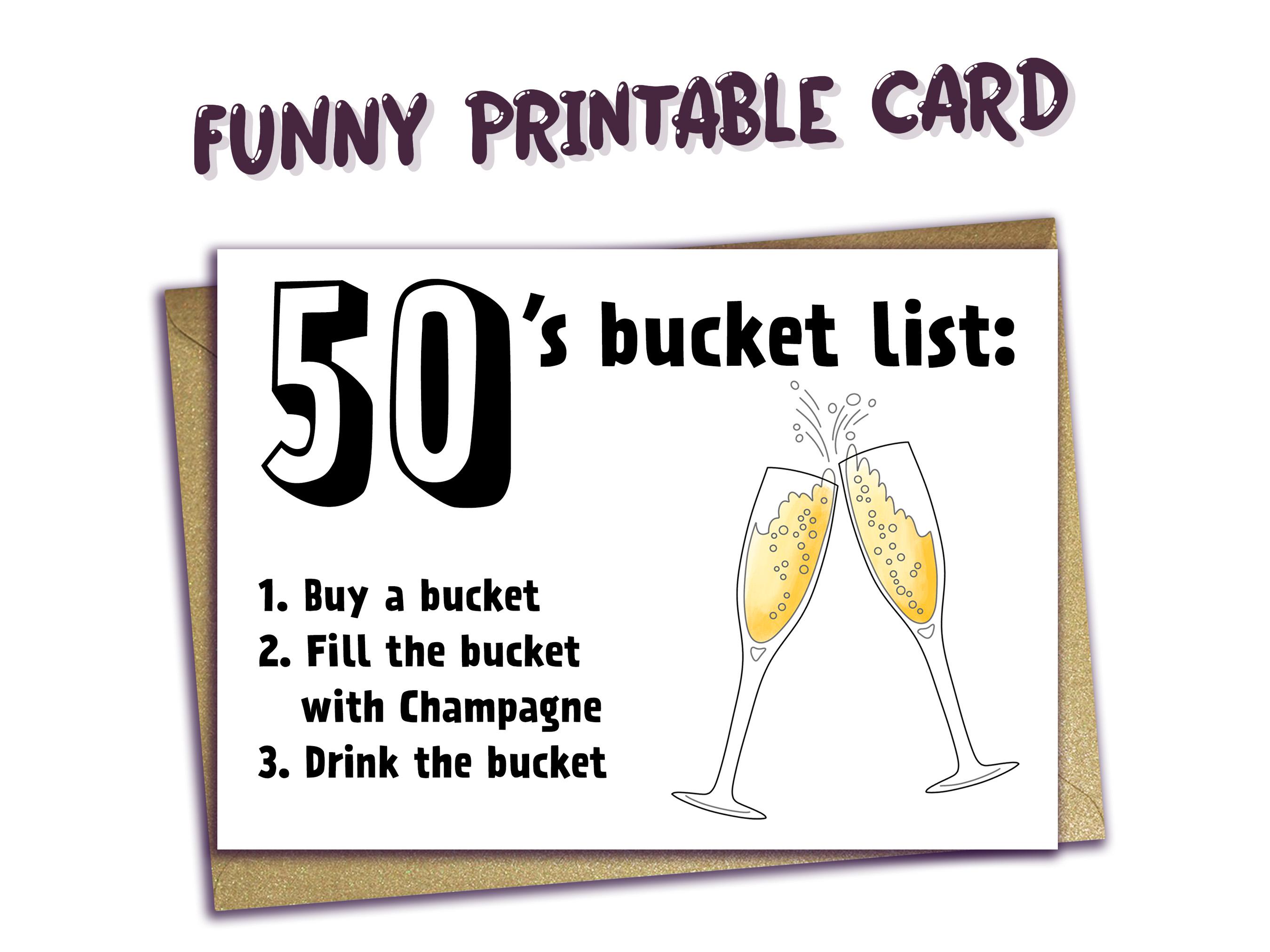 50th Birthday PRINTABLE Birthday Card, 1975 Year You Were Born, Digital Download, Last Minute Card, Funny Bucket List Print at Home Card
