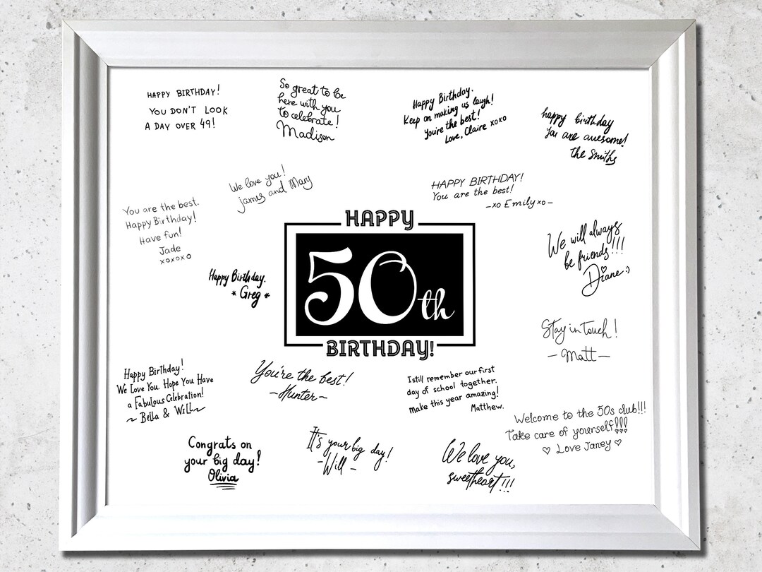 PRINTABLE 50th Birthday Signature Board Guest Book Keepsake Etsy