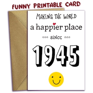 80.Geburtstag DRUCKBARE Geburtstagskarte, 1945 Jahr, das du geboren wurdest, digitaler Download, Last-Minute-Karte, 80 Jahre alte Druckkarte zu Hause