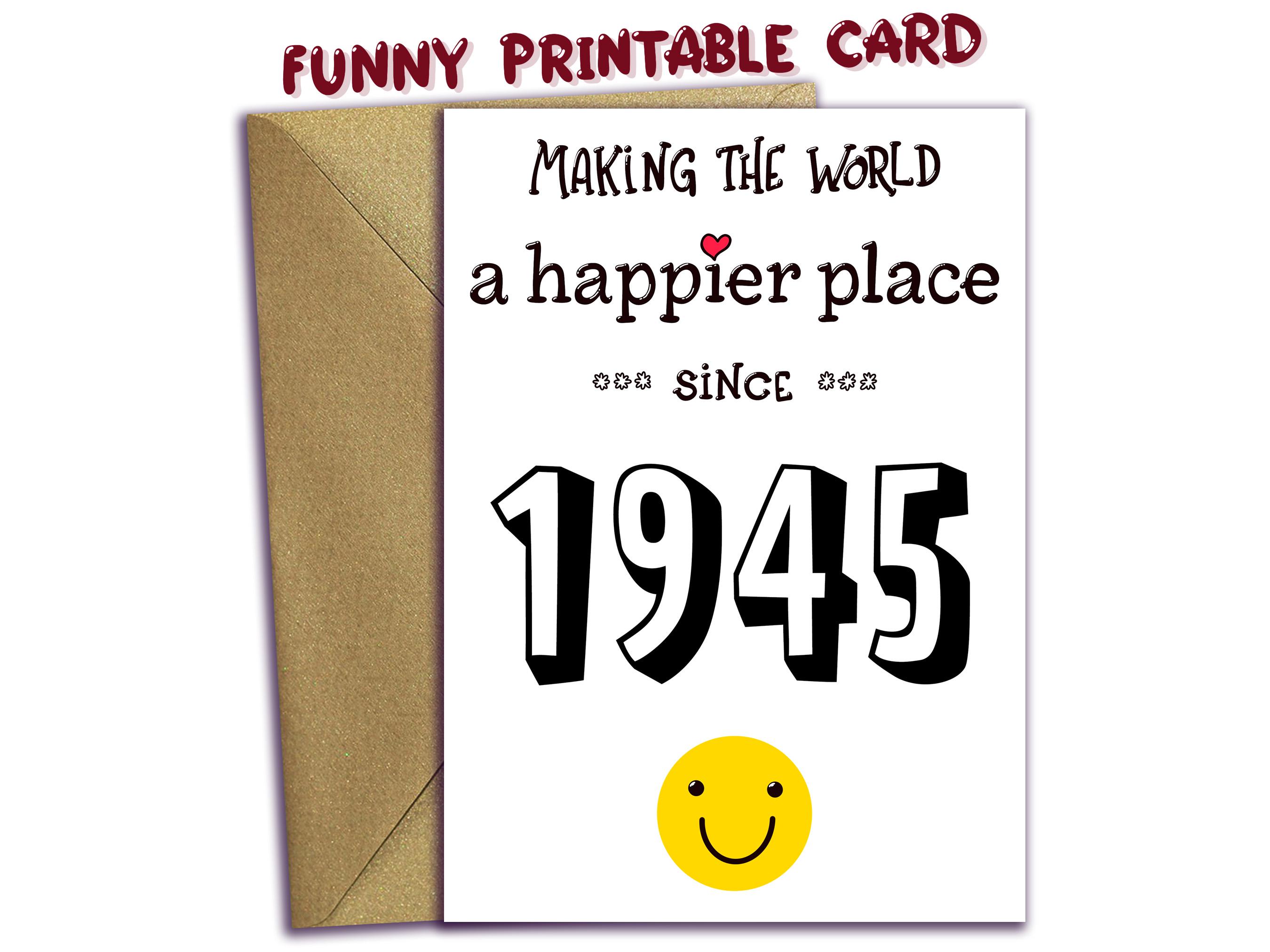 80th Birthday PRINTABLE Birthday Card, 1945 Year You Were