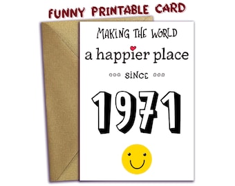 Funny 55th Birthday Card | Printable Birthday Card for Her or Him | Born in 1971 Funny Card | Milestone Birthday | Instant Download PDF
