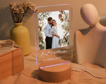 Lumière photo personnalisée, veilleuse d’anniversaire, lumière LED réglable Nom de la lampe photo, lampe de décoration de mariage, cadeau de la Saint-Valentin pour elle