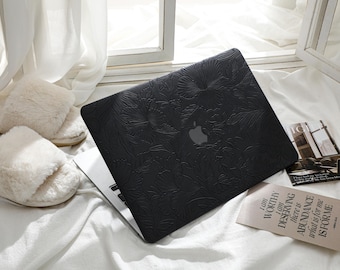 Mysterious Black Flowers MacBook Case for New MacBook Air 13 A2681 Pro 13 A2338 Pro 14 Pro A2442 Pro 16 inch 2024 Unique LaptopCase