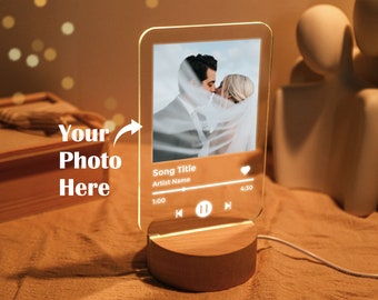 Couple Photo Night Light with Text, Personalized Photo Light, Custom Photo Night Lamp Plaque, Valentine's Day Light, Anniversary Gift