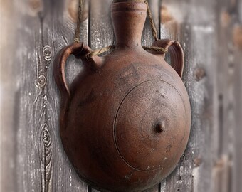 Gourde Provençale XIXe ancienne en clay pour décoration intérieure ou idée cadeau