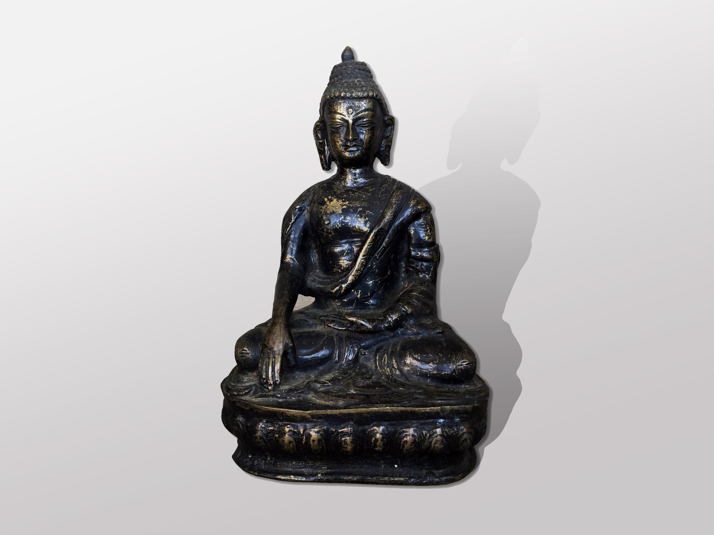 Vintage Buddha Statue Brass Bronze Origine Nepal ou Birmanie Xxeme Siecle Buddhist