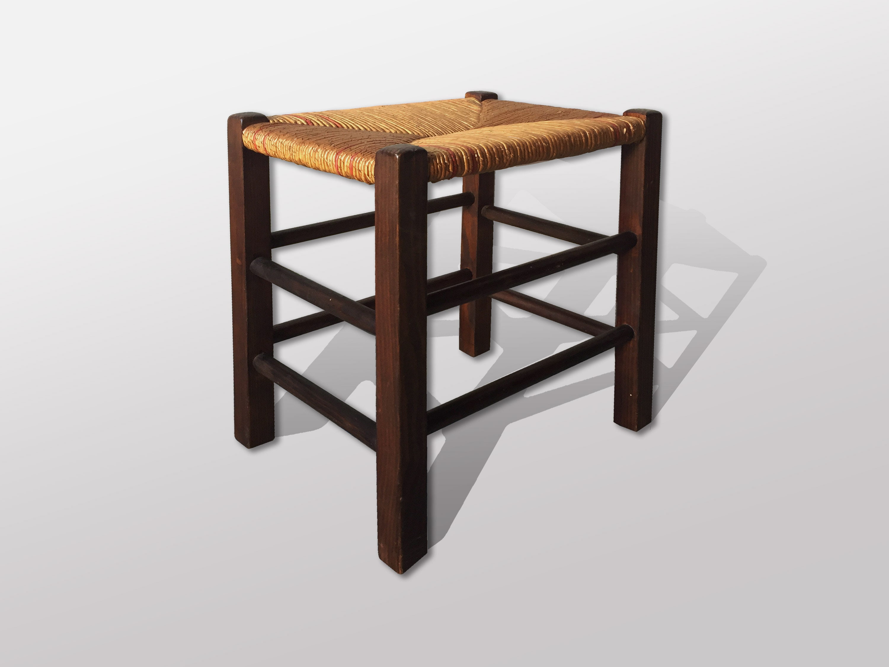 Vintage Stool Tabouret de Paille Dans Le Style Charlotte Perriand Wooden Furniture France Cottage