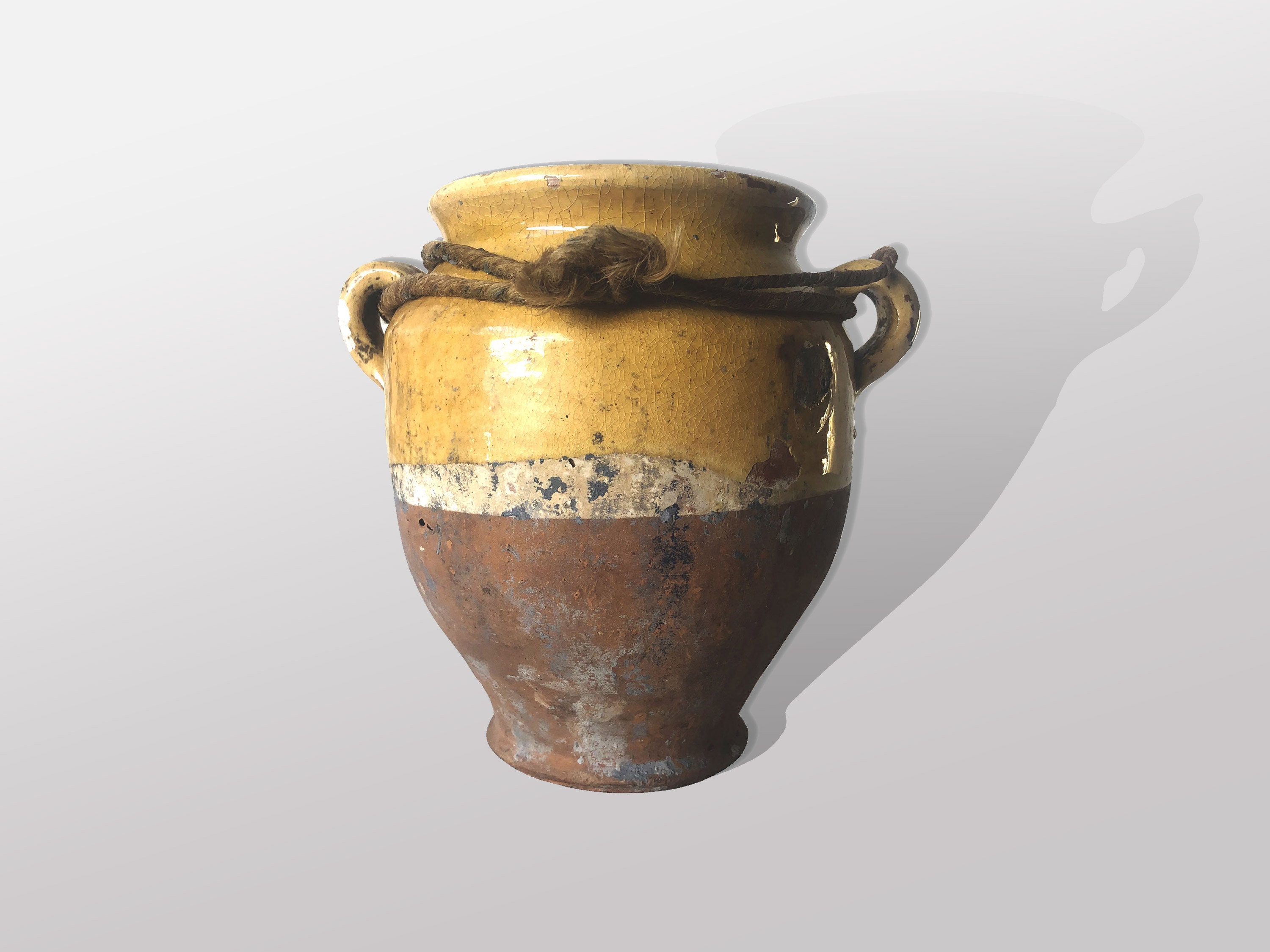 Vintage Small Jar Pottery Poterie Jaune Vernissée France Ancien Sud-Ouest 19 Siecle French Way Of Li