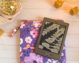 Manchon kindle rembourré avec fermeture éclair, manchon kindle boho fleurs, pochette ebook avec fermeture éclair, sac kindle mignon, sac kindle floral, livre beau