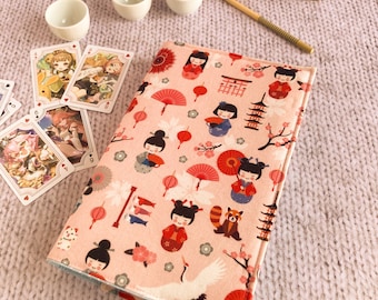 Cubierta de libro ajustable, cubierta de libro rosa de Japón hecha a mano, funda de libro con correa elástica para ajustar, cubierta de chaqueta de libro, novio de libro, sobrecubierta,