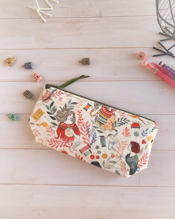 Seamstress Pencil Case, Small Zipper Bag Makeup Bag, Zipper Pouch