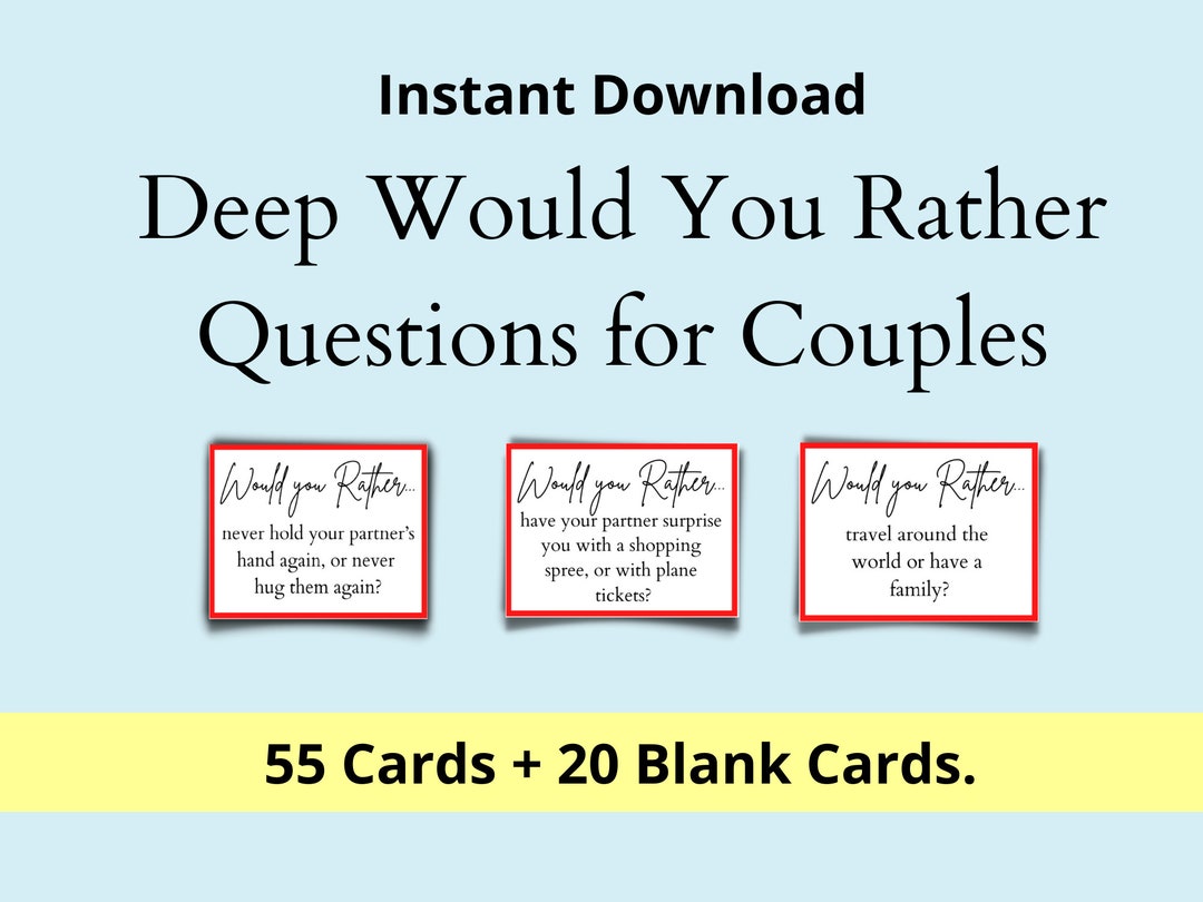 BEST VALUE Couples Would You Rather Questions. Deep, Romantic. Couple's
