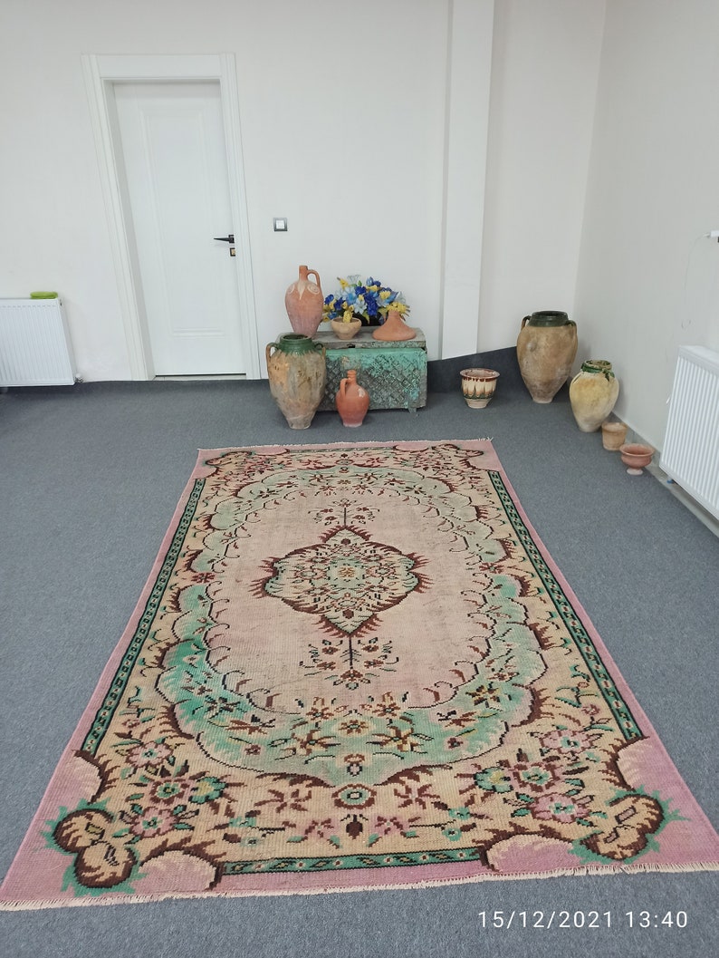 5.3x9.2 FT . Rug, Over Painted Carpet Blue, Decorative, Living R 5.3x9.2 FT . Rug, Over Painted Carpet Blue, Decorative, Living R