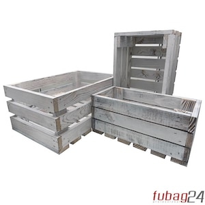3er Set Holzkisten Obstkisten weiß geflammt | Weinkisten | DIY Dekokisten | NEU