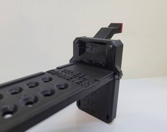 thumbnail interactive-video image 1 of Universal Wheel Fitment Offset Tool - Aluminum Measurement Gauge For 4/5 Lug 1 of 2