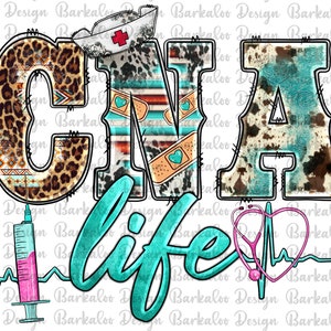 Western CNA Life Png Sublimation Design, CNA Life Png, Krankenschwester Png, Krankenschwester Clipart, CNA Png, Cowhide Serape Cna Png, Leopard Cna Png Downloads