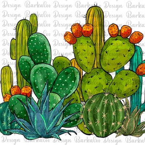 Western Watercolor Cactus PNG Sublimation Design, Cactus Clipart, Watercolor Cactus Png, Cactus Png, Western Cactus Png, Digital Download image 1