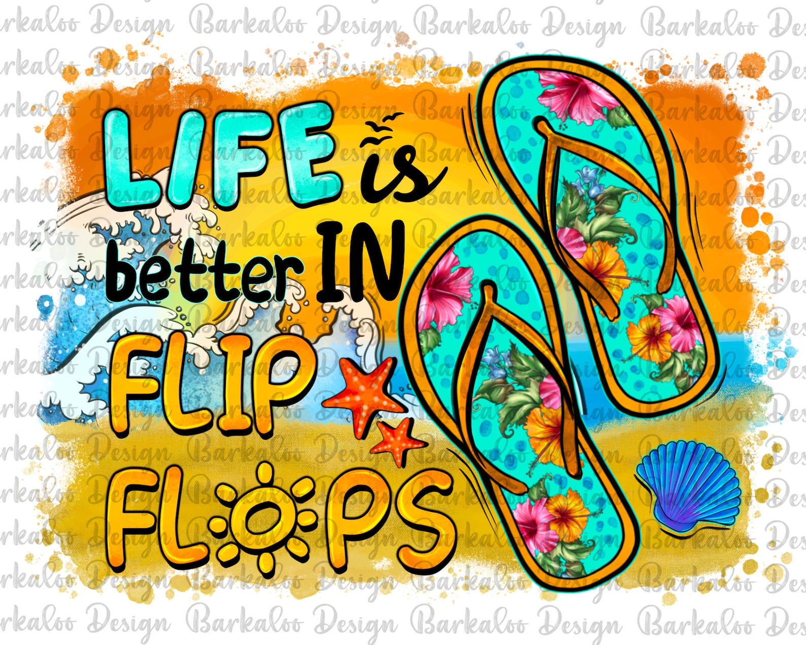 Life is Better in Flip Flops Background Png Sublimation - Etsy