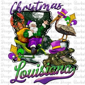 Louisiana Mardi Gras con Santa png sublimación diseño descargar, Mardi Gras png, Louisiana State Map png, sublimar diseños descargar