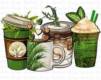 Plant lover coffee cups png sublimation design download, coffee love png, plant coffee png, plant png, sublimate designs download