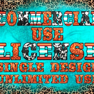 May include: A graphic design with the text "COMMERCIAL USE LICENSE SINGLE DESIGN UNLIMITED USE" in a bold, black font with a brown, orange, and white patterned background.