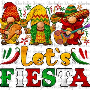 Let's Fiesta Gnomes Png Sublimation Design, Gnomes Fiesta Png, Cinco De ...