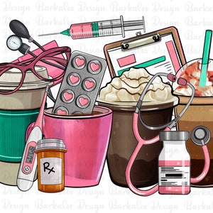 Nurse coffee cups png sublimation design download, Nurse png, coffee love png, Nursing png, Nurse life png, sublimate designs download
