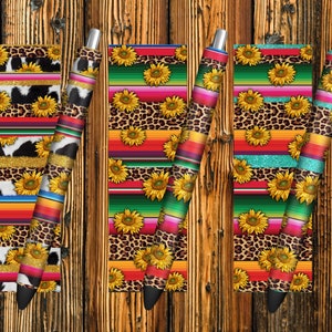 Serape Cowhide Leopard Sunflower Pen Wrap PNG Sublimation Design, Western Pen Wrap Templates, Sunflower Pen Wrap, Pen Wrap Png Designs