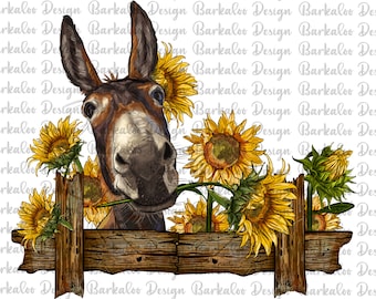 Donkey With Sunflowers  Png Sublimation Design, Donkey Png, Farm Animals Png, Farm Png,  Farm Donkey Png,Animal Design Png, Digital Download