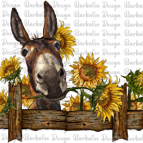 Donkey With Sunflowers  Png Sublimation Design, Donkey Png, Farm Animals Png, Farm Png,  Farm Donkey Png,Animal Design Png, Digital Download