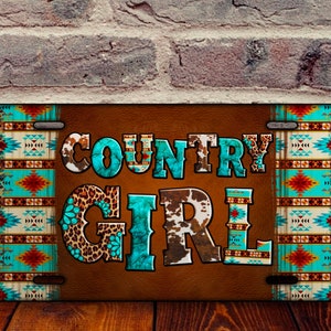 Country Girl License Plate PNG Sublimation Design,Aztec License Plate Png,Country Girl Png,License Plate Sublimation Template,License Plate
