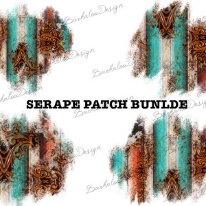 Può includere: Quattro design di carta digitale per scrapbooking con un motivo a righe turchese, arancione e marrone dall'aspetto usurato e vintage. Il motivo include un disegno floreale dorato.