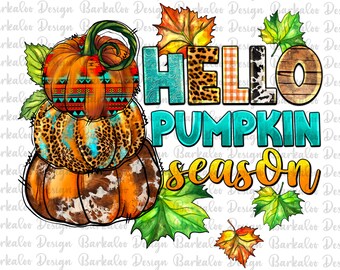 Western Hello Pumpkin Season Png Sublimation Design, Cowhide Pumpkin Png, Aztec Pumpkin Png, Fall Png, Thanksgiving Png, Digital Download