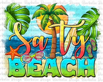 Salty Beach Background Png Sublimation Design, Salty Beach Png, Beach Png, Waves Png, Palm Trees Png, Summer Png, Digital Download