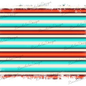 May include: A digital graphic with a distressed, faded look featuring a repeating pattern of horizontal stripes in shades of orange, cream, and turquoise.