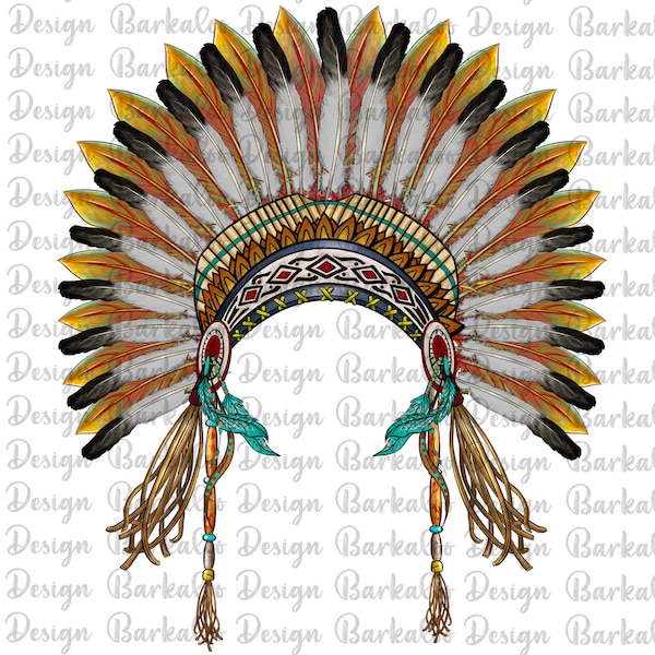 Western Native American Headdress Png Sublimation Design, Indian Aztec Headdress Png, Indian Feather Png, Native American Png Downloads