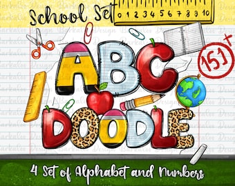 Ensemble de fichiers png de l’alphabet scolaire, Lettres de griffonnage de l’école png, Lettres de l’école png, Retour à l’école png, téléchargement de conceptions sublimées