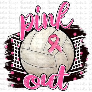Pink out-Volleyball png Sublimation Design download, Cancer Awareness png, Brustkrebs png, sport png, sublimate designs download