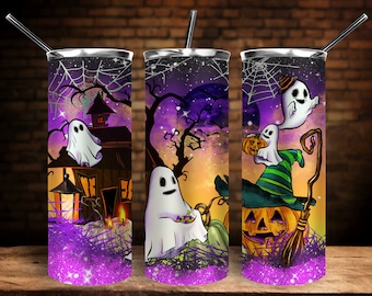 Halloween Ghost Tumbler Png Diseño de sublimación, 20oz Skinny Tumbler Png, Halloween Png, Halloween Tumbler Png, Ghost Tumbler Png, Descargar