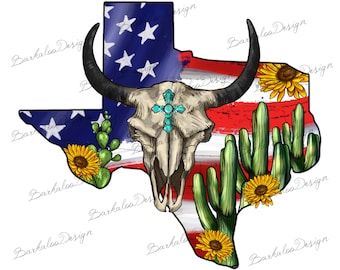 Tjurskalle USA-flagga Texas karta PNG sublimeringsdesign, västra Texas karta PNG, Texas flagga PNG, tjurskalle Texas karta PNG, digital nedladdning