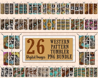 Western Pattern Tumbler Bundle Sublimation Design, 20oz Skinny Tumbler Png, Personalized Tumbler Png, Tumbler Bundle Png, Digital Download